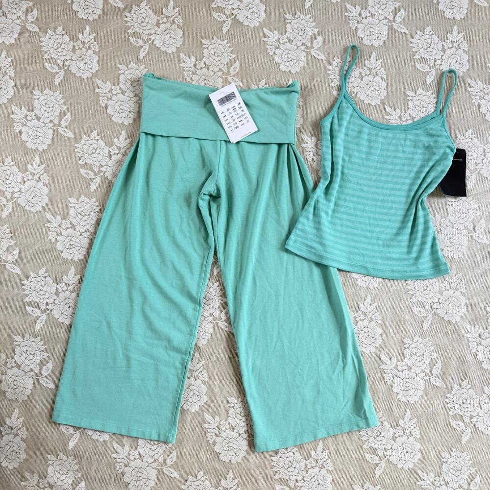 Brandy Melville Aqua Capri Pants & Tank Set NWT